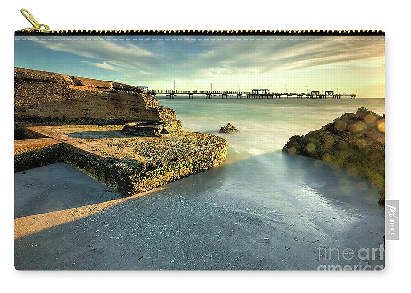 Fort Desoto Sunset Zip Pouch featuring the photograph Fort DeSoto Sunset, Long Exposure by Felix Lai
