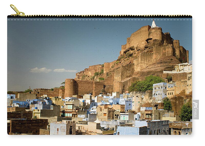 Built Structure Zip Pouch featuring the photograph Fort Mehrangarh And Old Town In Jodhpur by Ania Blazejewska