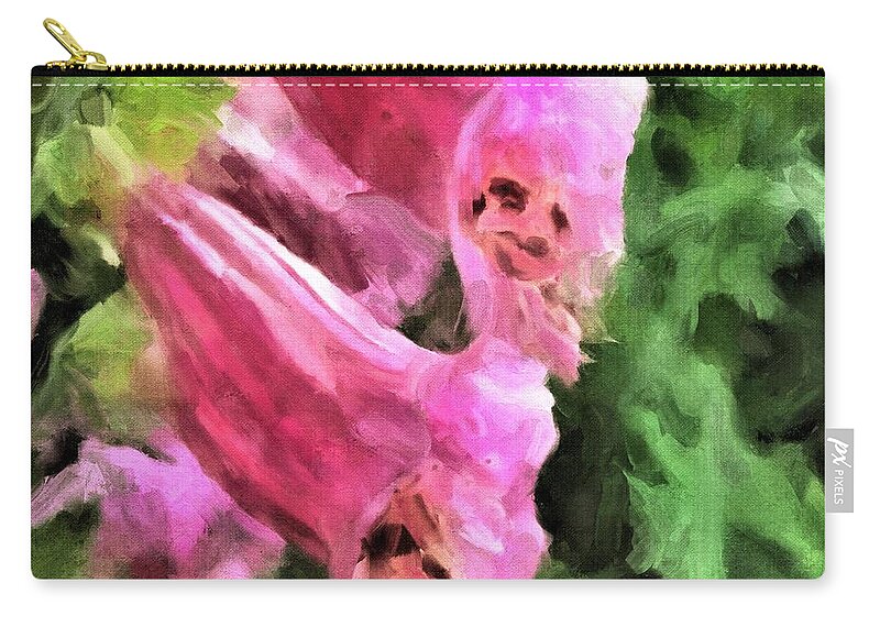 Flowers Zip Pouch featuring the painting Foxglove by Diane Chandler