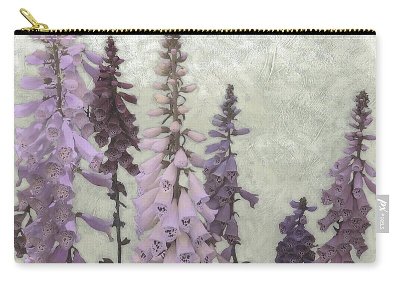 Botanical Zip Pouch featuring the painting Foxgloves II by Chariklia Zarris