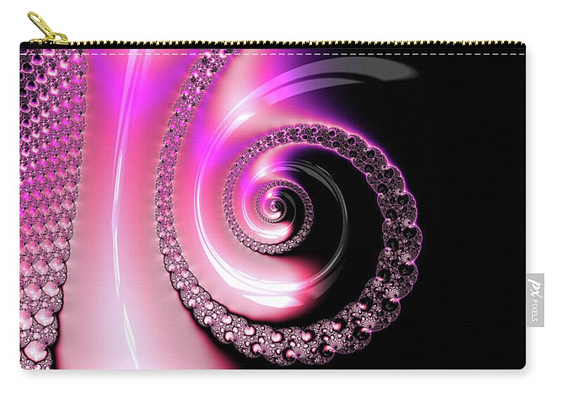 Spiral Zip Pouch featuring the photograph Fractal Spiral pink purple and black by Matthias Hauser