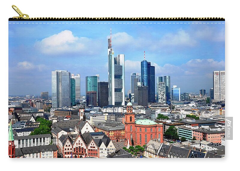Treetop Zip Pouch featuring the photograph Frankfurt - Panoramic View by Fhmolina
