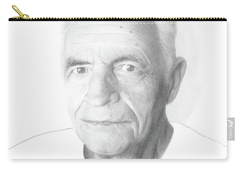 Portrait Zip Pouch featuring the drawing Fred Salb by Conrad Mieschke