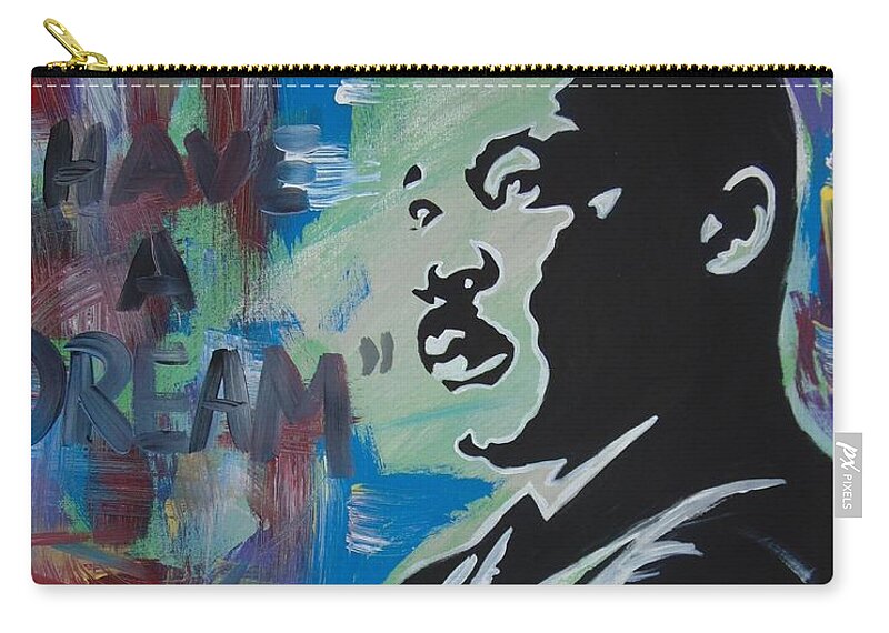 Martin Luther King Zip Pouch featuring the painting Free At Last by Antonio Moore