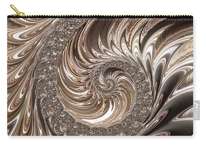 French Horn Zip Pouch featuring the digital art French Horn Fractal by Constance Sanders