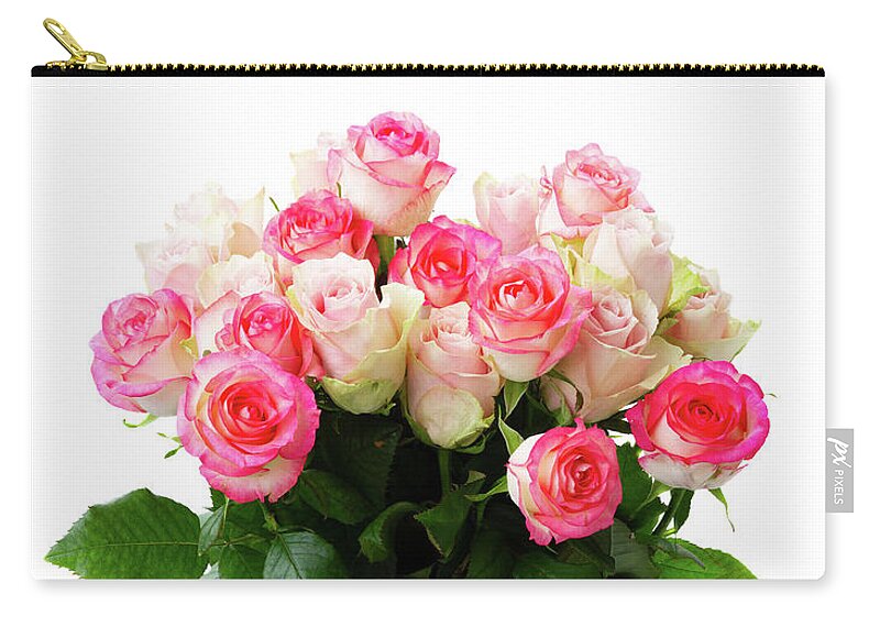 Roses Zip Pouch featuring the photograph Fresh Rose Flowers by Anastasy Yarmolovich