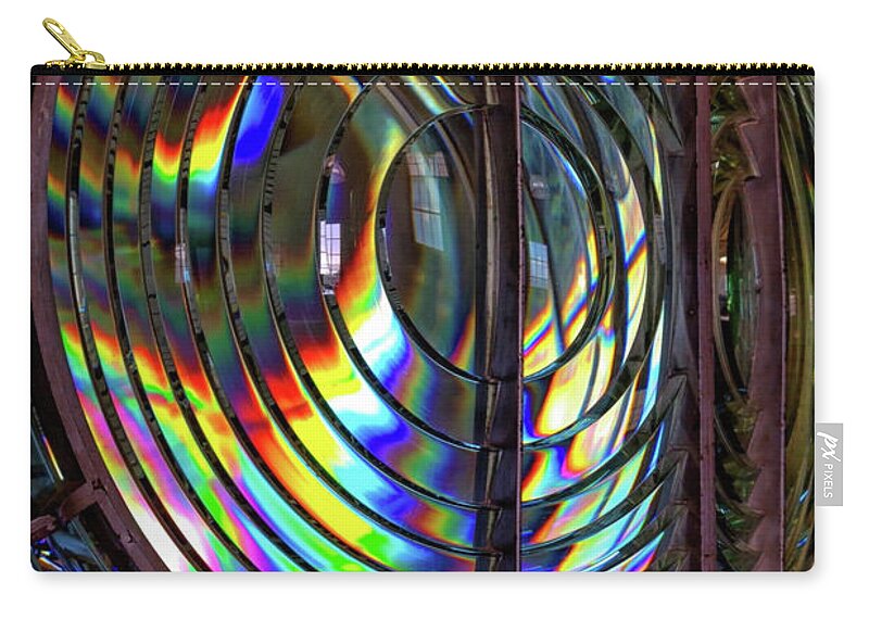 Fresnel Zip Pouch featuring the photograph Fresnel Lens Point Arena Lighthouse by Kathleen Bishop