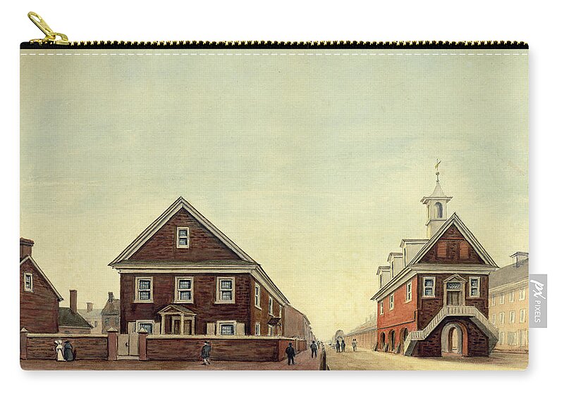 William Breton Zip Pouch featuring the drawing Friends Meeting House and Old Courthouse by William Breton