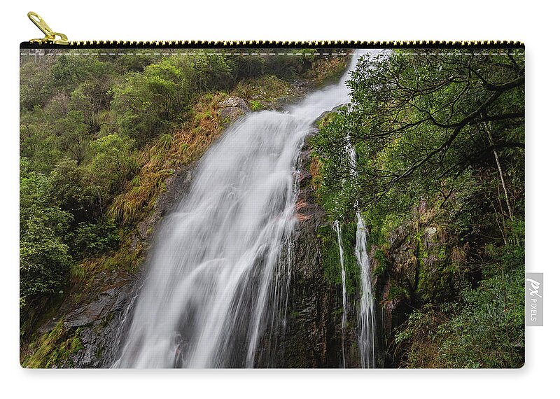 Waterfall Zip Pouch featuring the photograph From Great Heights by William Dickman
