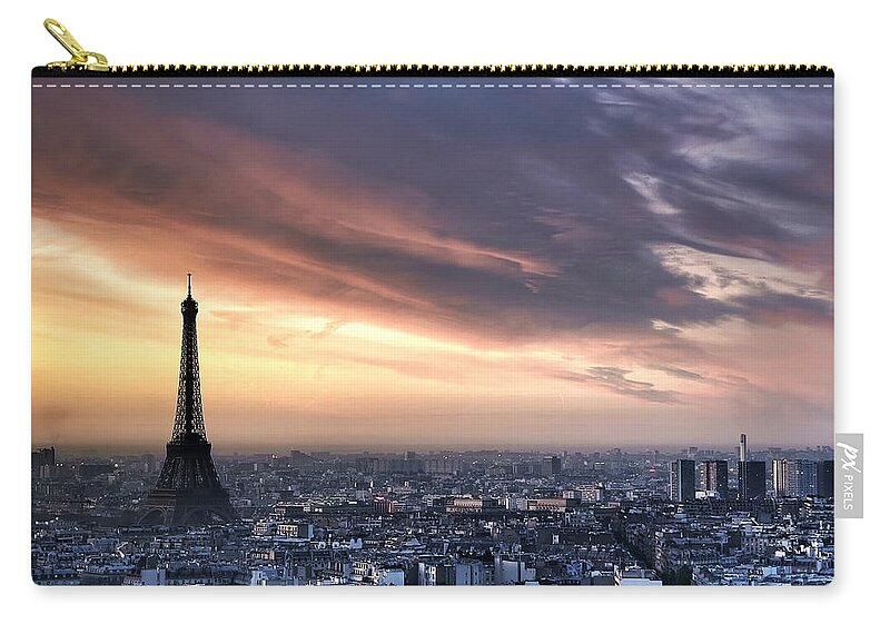 Dawn Zip Pouch featuring the photograph From My Hotel Room Window  And A Zoom by Paul Biris