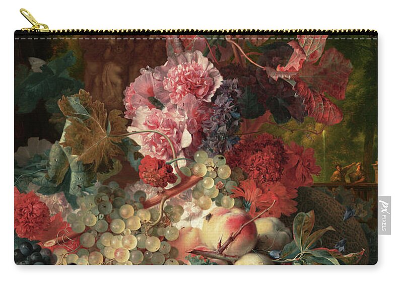 Vase Of Flowers Carry-all Pouch featuring the painting Fruit Piece by Jan van Huysum by Rolando Burbon