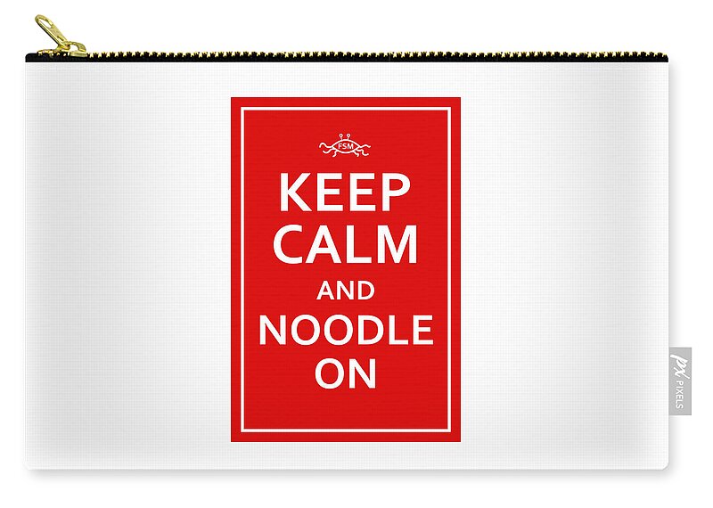 Richard Reeve Zip Pouch featuring the digital art FSM - Keep Calm and Noodle On by Richard Reeve