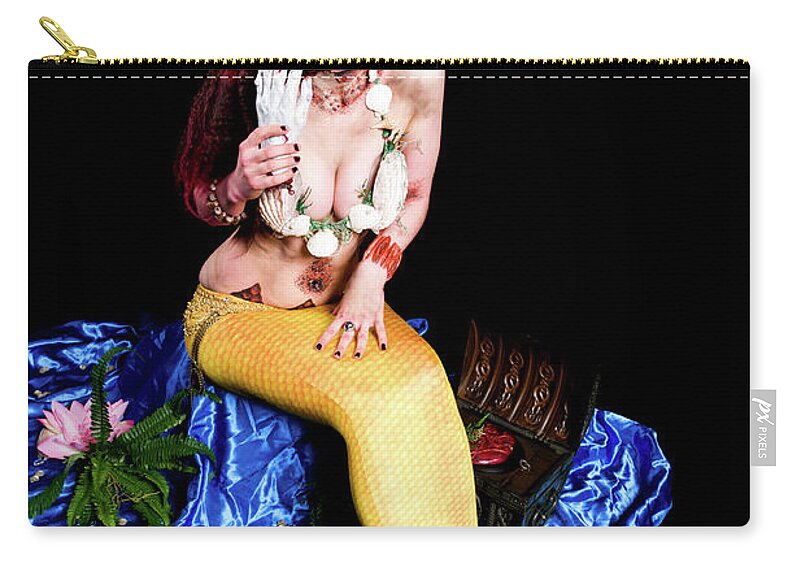 People Zip Pouch featuring the photograph Full Length Of Carnivorous Mermaid by Valagrenier