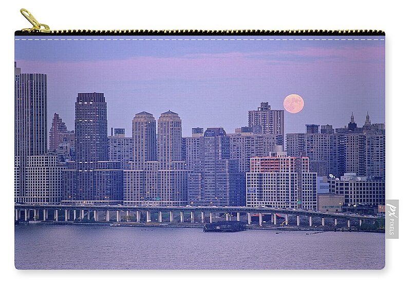 Tranquility Zip Pouch featuring the photograph Full Moon Over Westway And Upper West by Franz Marc Frei