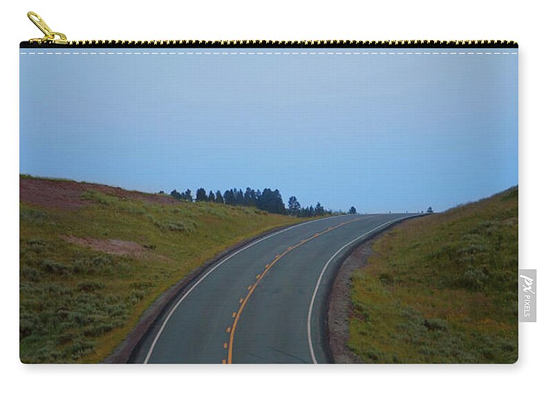 Empty Zip Pouch featuring the photograph Full Moon Rising Above Road, Summer by Philip Nealey