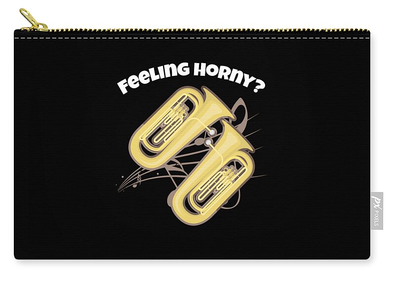 Brass Band Zip Pouch featuring the digital art Funny Tuba design Brass Horn Marching Band Teachers Players Musicians and Instrument Makers by Martin Hicks