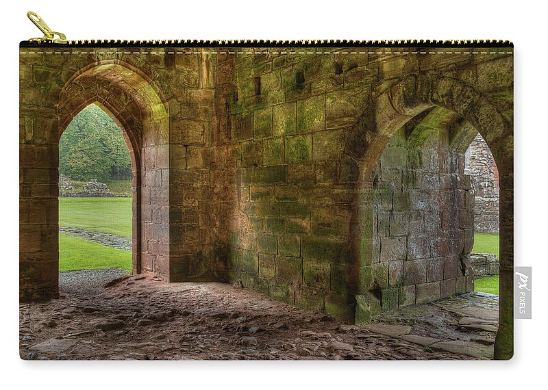 Abbey Zip Pouch featuring the photograph Furness Abbey Arches by Dennis Dame