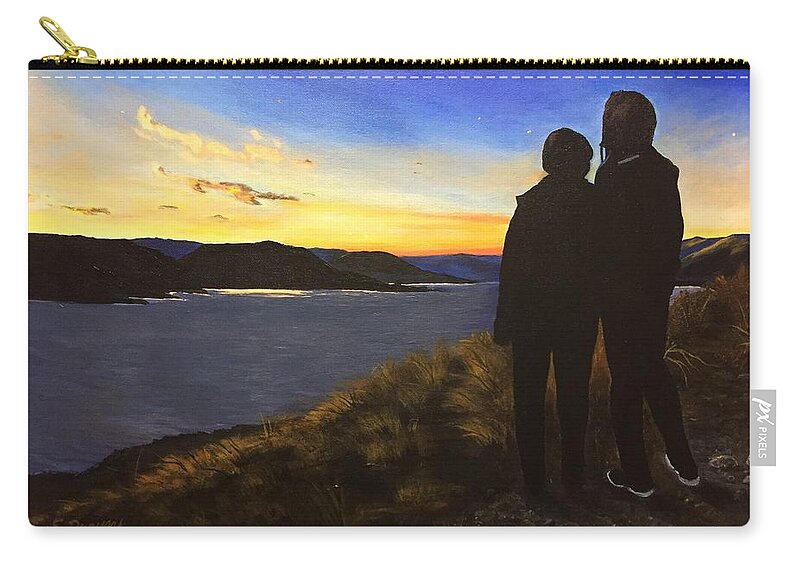 Sunset Zip Pouch featuring the painting Future Seen in Sunset by Sharon Duguay