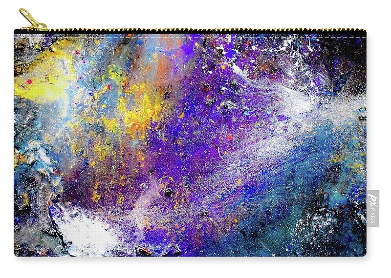 Galaxy Zip Pouch featuring the mixed media Galactic Fusion by Patsy Evans - Alchemist Artist