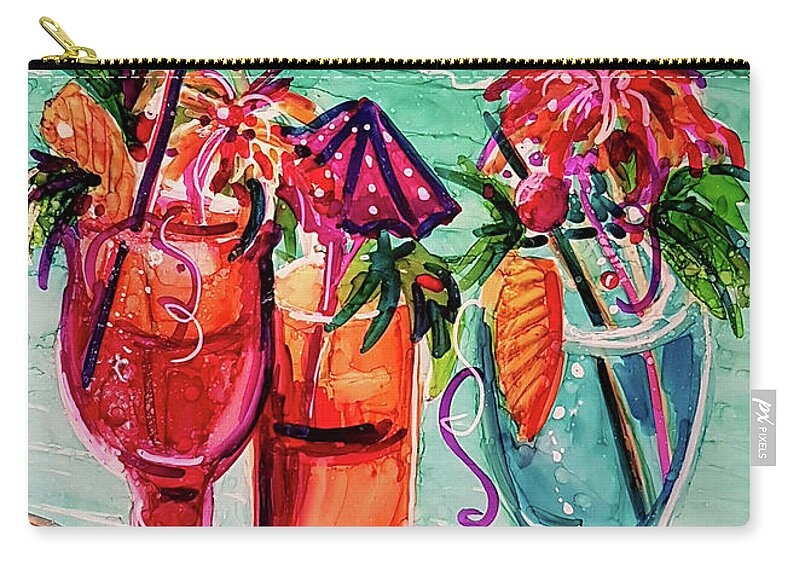 Alcohol Ink Carry-all Pouch featuring the mixed media Gal's Afternoon Out by Francine Dufour Jones
