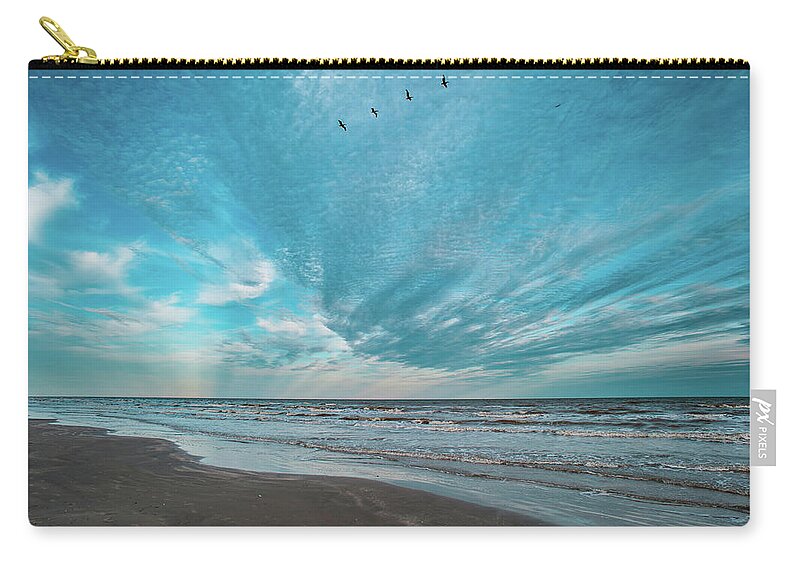 Galveston Island State Park Zip Pouch featuring the photograph Galveston Island First Light by Jeff Phillippi