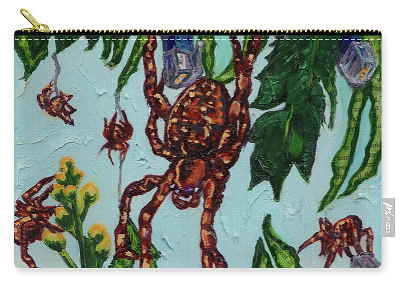 Spider Zip Pouch featuring the painting Garden Orbweaver by Emily McLaughlin