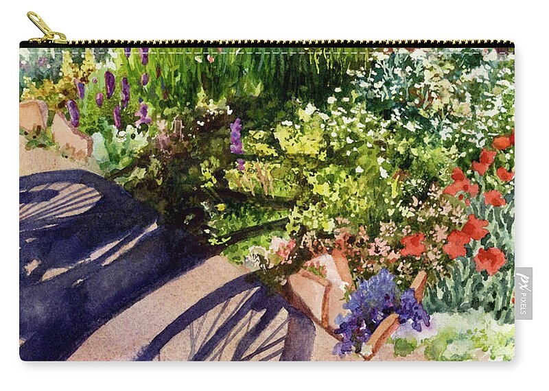 Garden Painting Zip Pouch featuring the painting Garden Shadows II by Anne Gifford