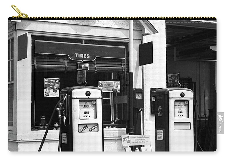 1950-1959 Zip Pouch featuring the photograph Gas Station by George Marks