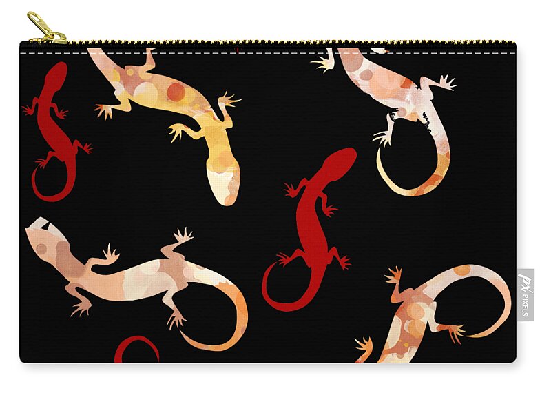 Gecko Zip Pouch featuring the mixed media Gecko Pattern by Christina Rollo