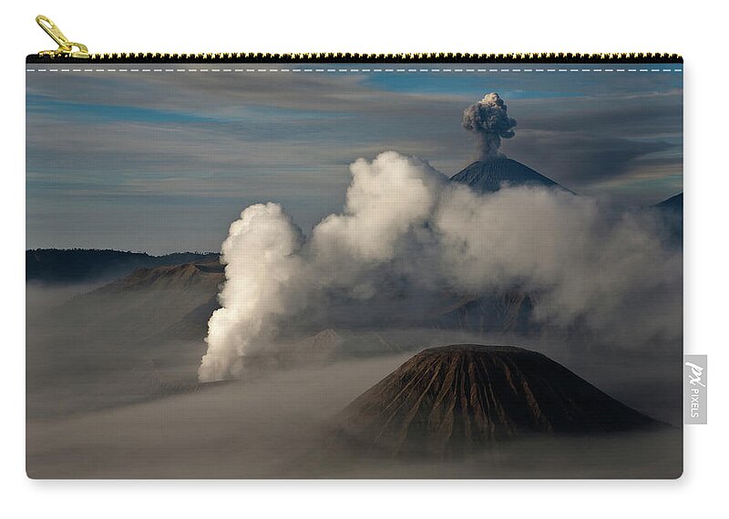 Scenics Zip Pouch featuring the photograph General View Of Mt. Bromo by Athit Perawongmetha