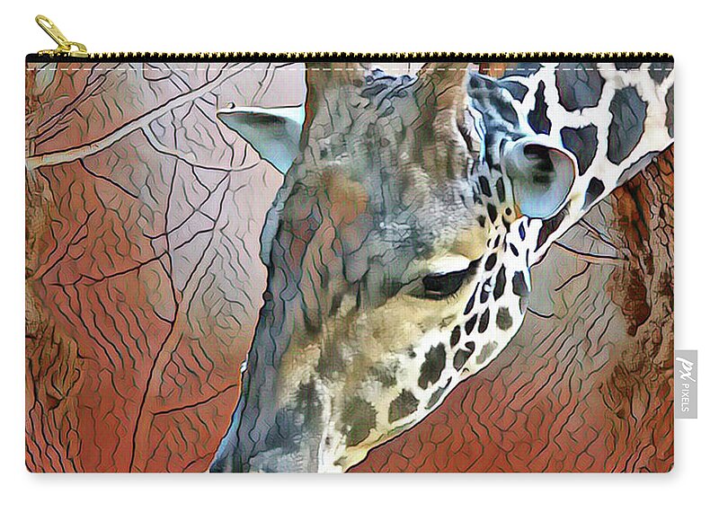 Giraffe Zip Pouch featuring the digital art Gentle Giraffe by Jackie MacNair