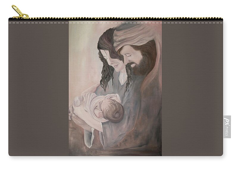 Religion Zip Pouch featuring the painting Gentle Savior by Nila Jane Autry
