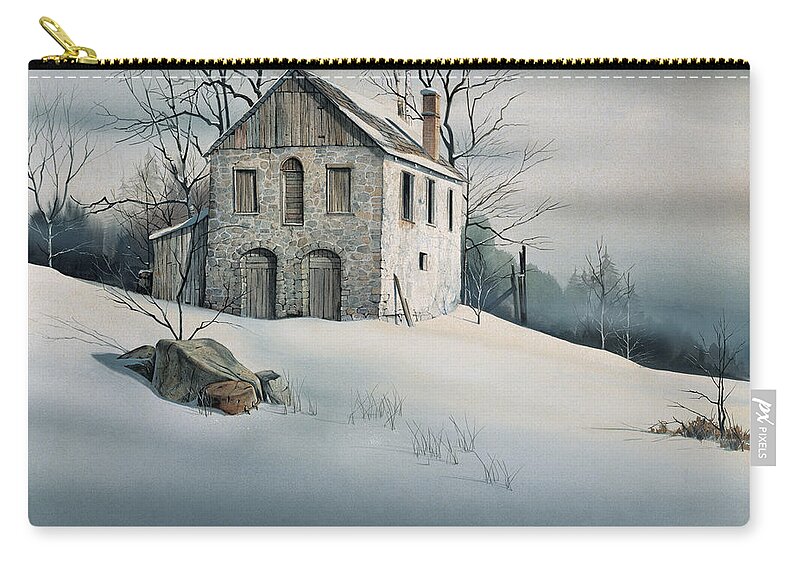 Michael Humphries Zip Pouch featuring the painting Gentle Snow by Michael Humphries