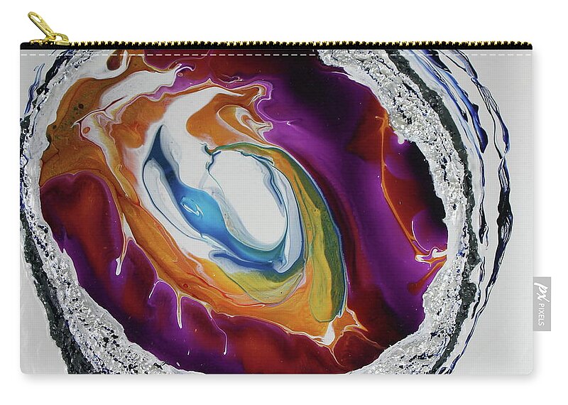 Textured Zip Pouch featuring the painting Geo 2 by Madeleine Arnett