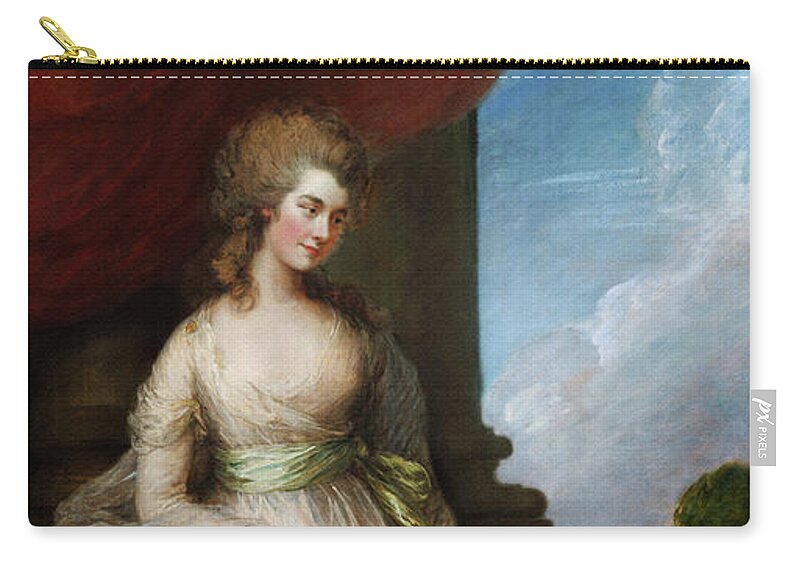 Georgiana Duchess Of Devonshire Zip Pouch featuring the painting Georgiana Duchess of Devonshire by Thomas Gainsborough by Rolando Burbon