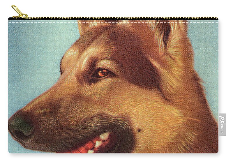 Animal Zip Pouch featuring the drawing German Shepard Dog by CSA Images