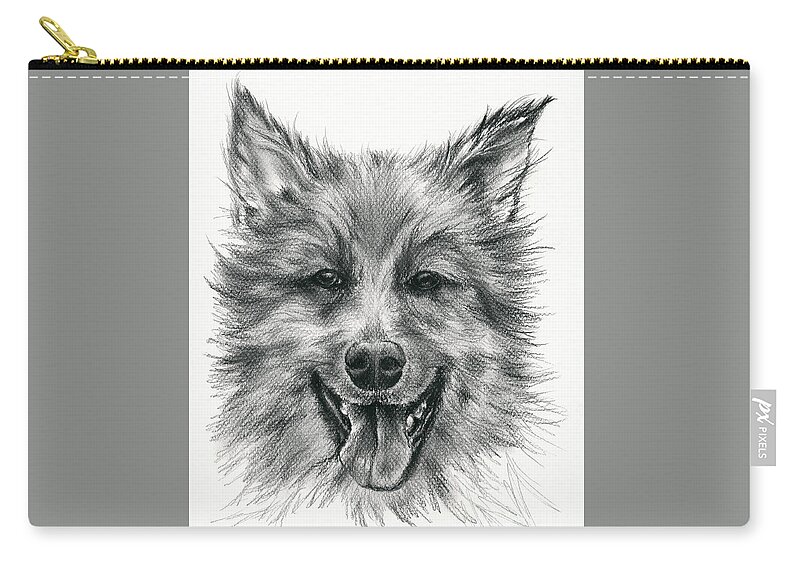 Dog Zip Pouch featuring the drawing German Shepherd Smile by MM Anderson