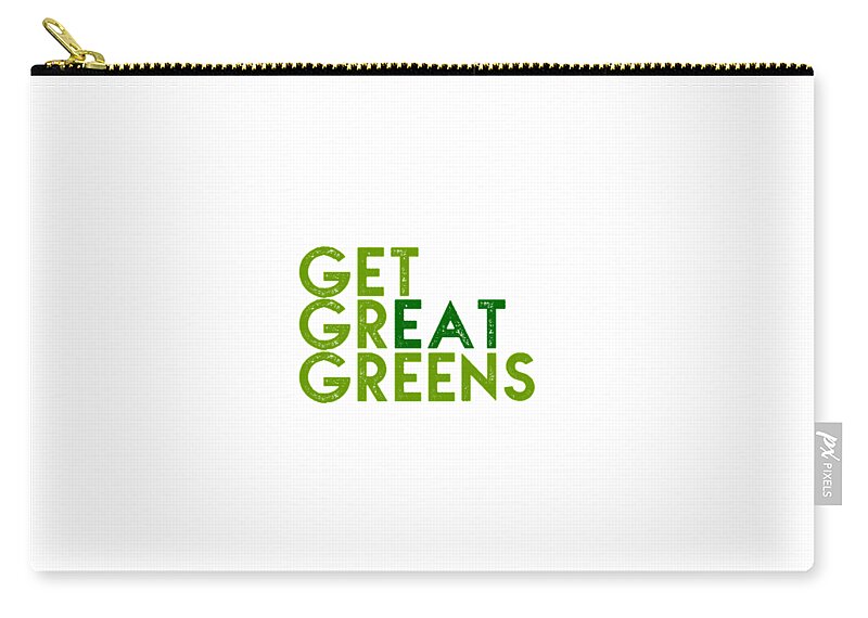  Zip Pouch featuring the drawing Get Great Greens - two greens by Charlie Szoradi