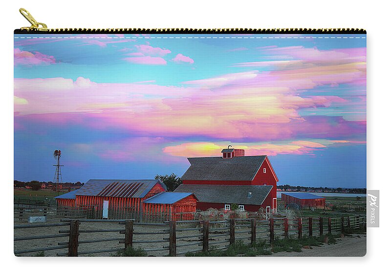Agriculture Zip Pouch featuring the photograph Ghost Horses Pastel Sky Timed Stack by James BO Insogna