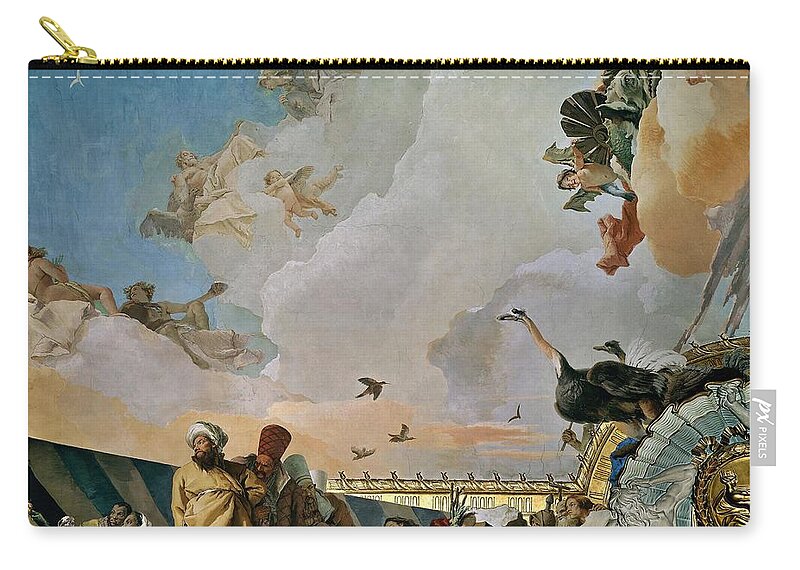Giovanni Battista Tiepolo Zip Pouch featuring the painting Giovanni Battista Tiepolo / 'Throne Room The Glory of Spain. Allegory of Africa',1762-1766, Fresco. by Giambattista Tiepolo -1696-1770-