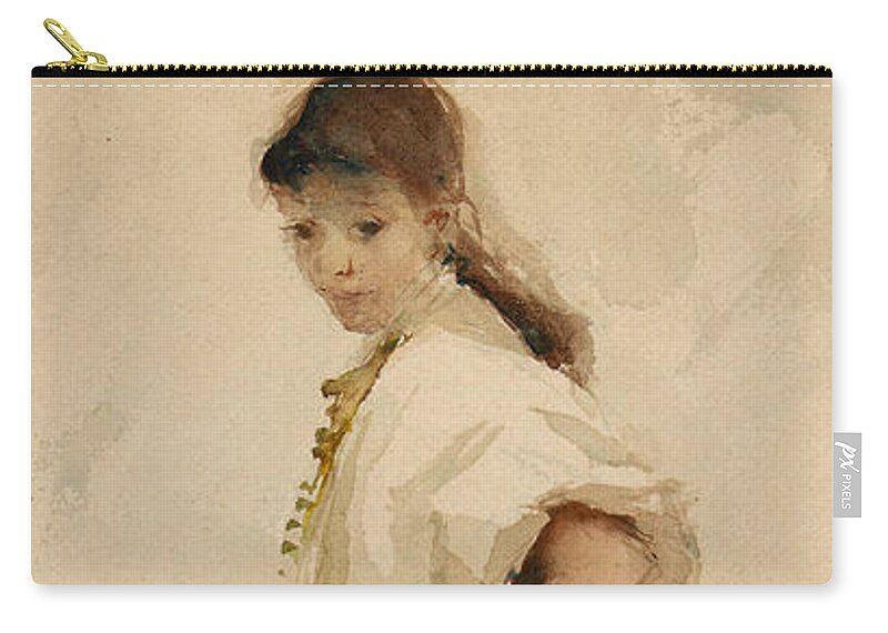 19th Century Art Zip Pouch featuring the drawing Girl in Spanish Costume by John Singer Sargent