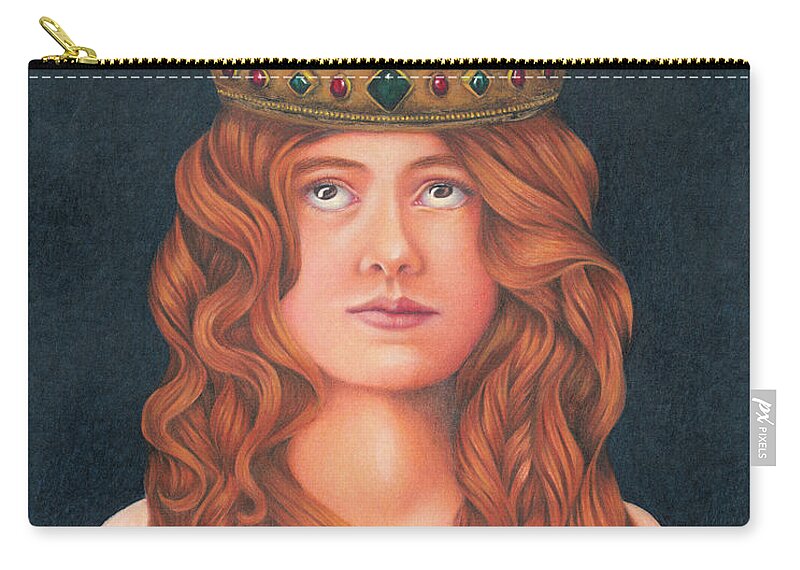 Portrait. Girl Wearing A Crown.royalty. Red Heads. Carry-all Pouch featuring the painting Girl with the Crown by Valerie Evans