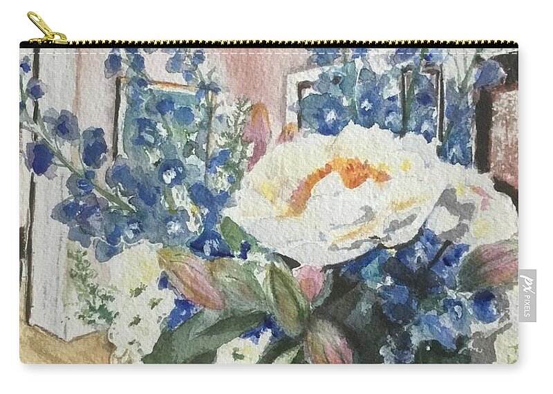 Tree Peonies Zip Pouch featuring the painting Hallway Bouquet by Sonia Mocnik