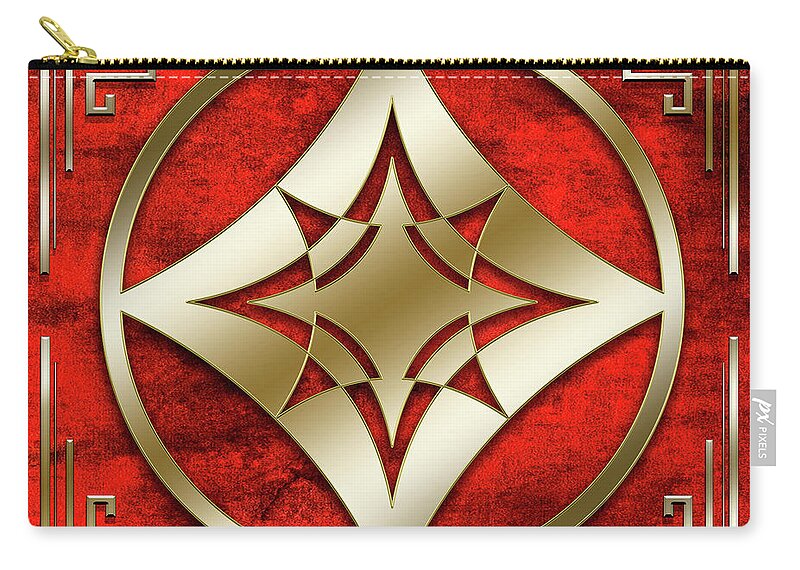 Staley Zip Pouch featuring the digital art Gold 3 on Crimson by Chuck Staley