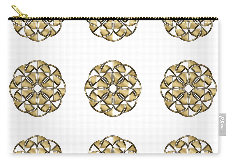 Gold Circles 1 Zip Pouch featuring the digital art Gold Circles 1 by Chuck Staley