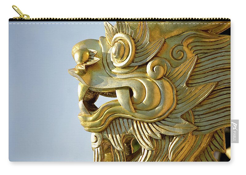 Chinese Culture Zip Pouch featuring the photograph Gold Dragon by Nick M Do