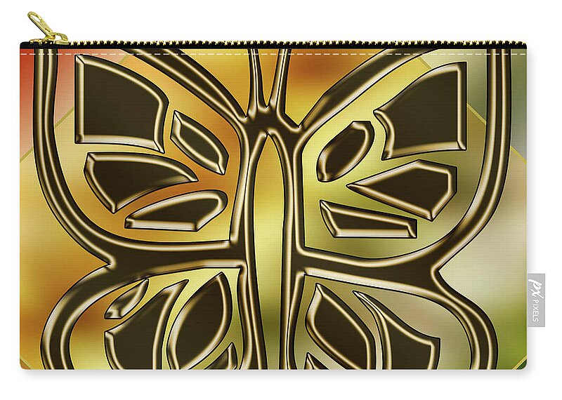 Butterfly Zip Pouch featuring the digital art Golden Butterfly by Chuck Staley