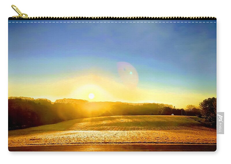 Sunrise Zip Pouch featuring the photograph Golden Dawn by Chris Montcalmo