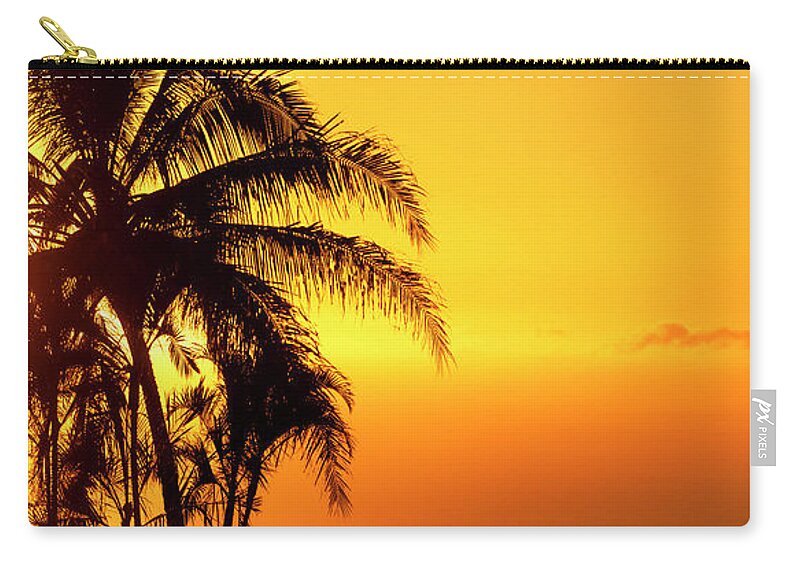 Sunset Zip Pouch featuring the photograph Golden Hawaiian Sunset by Christopher Johnson