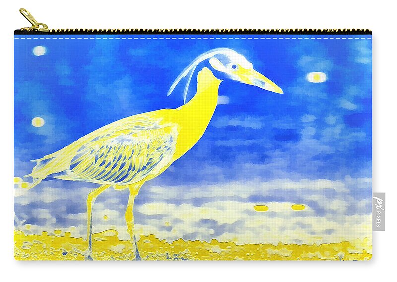 Heron Zip Pouch featuring the digital art Golden Heron by Humphrey Isselt